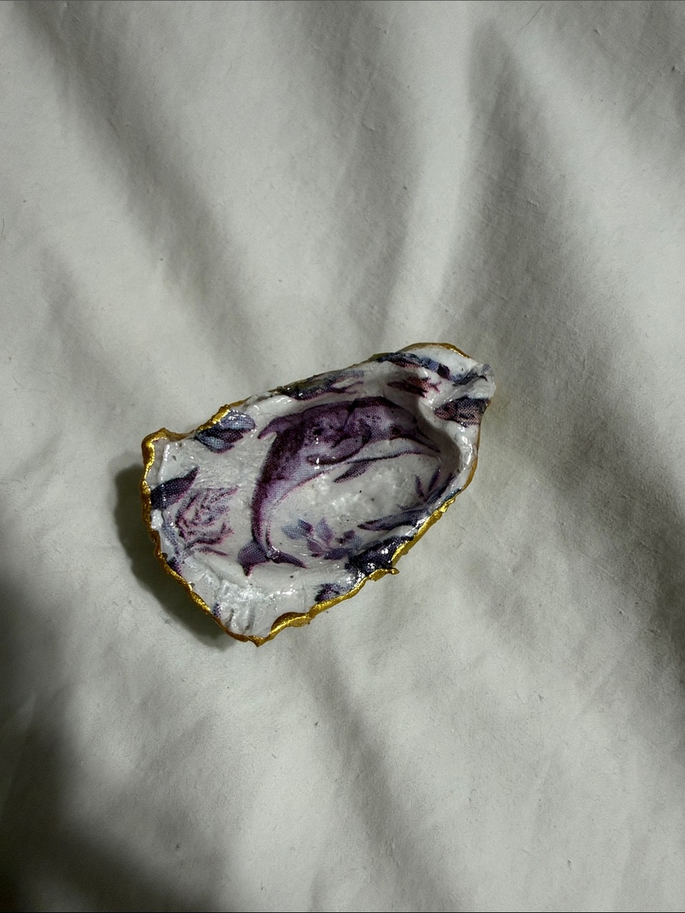 Hand-crafted Purple Dolphin Decorative magnet with Gold Edge